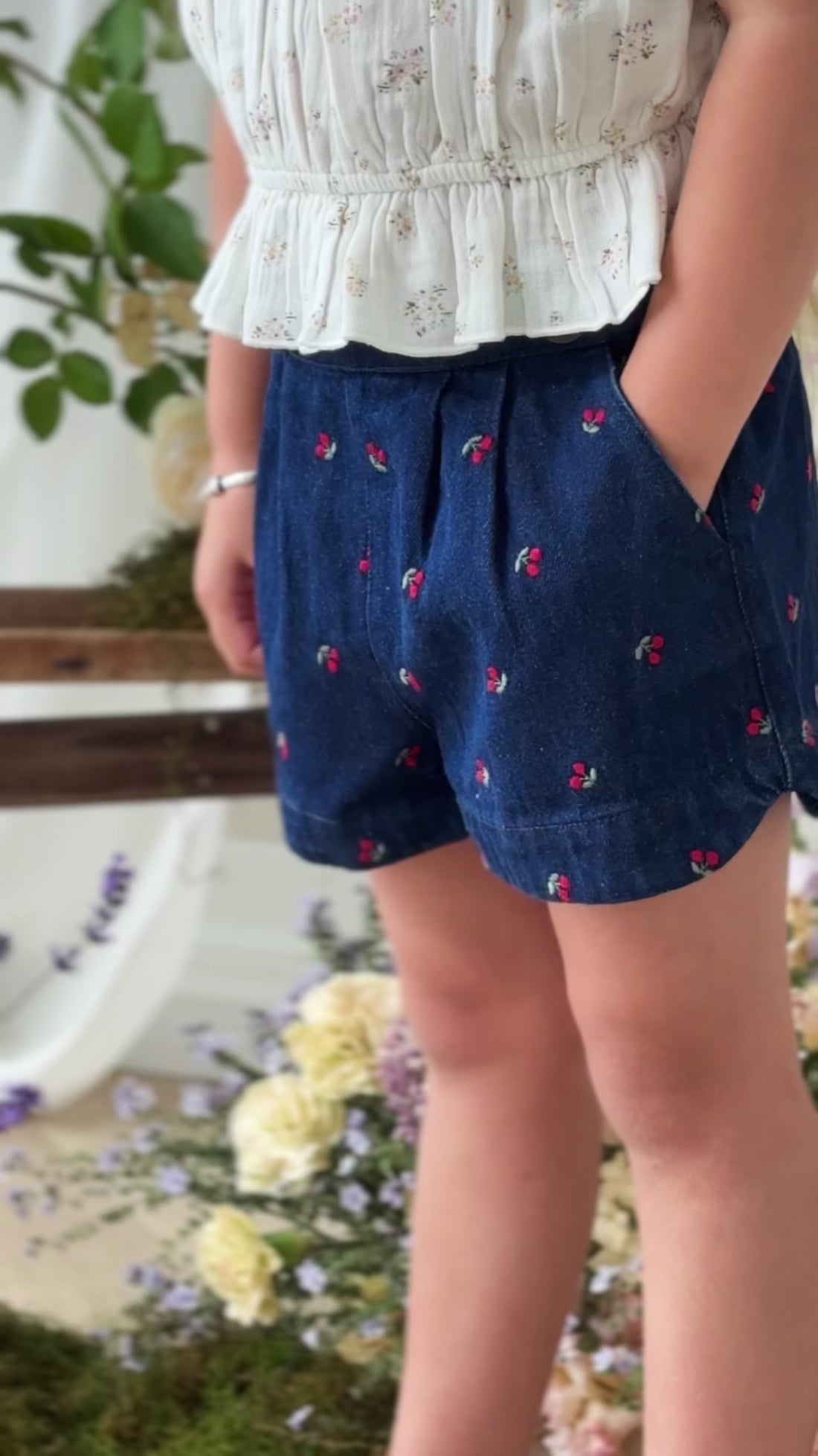 Jardine Short - Cerise Denim Childrens Short from Jamie Kay NZ