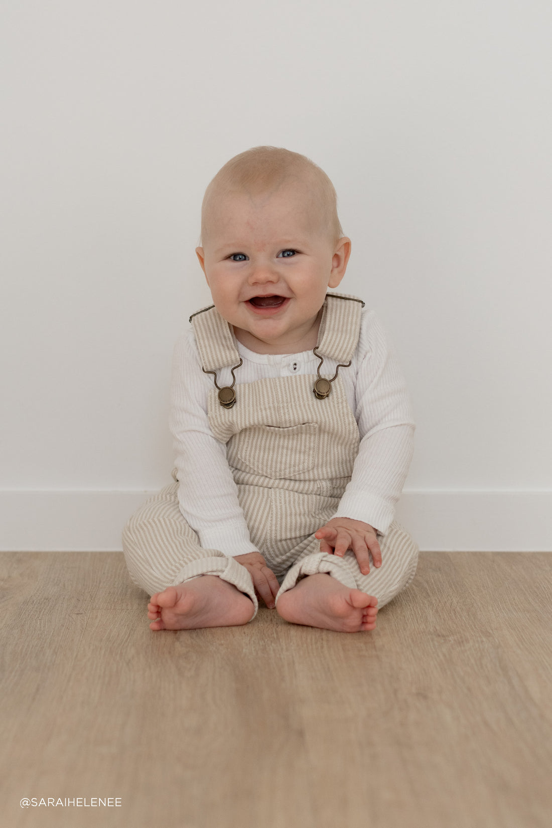 Arlo Twill Overall - Soft Clay/Stucco Stripe Childrens Overall from Jamie Kay NZ