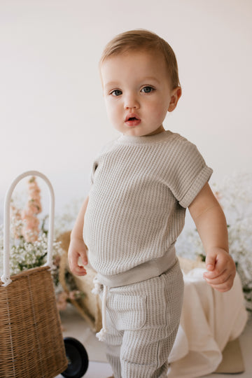 Organic Cotton Waffle Noah Top - Agate Childrens Top from Jamie Kay NZ