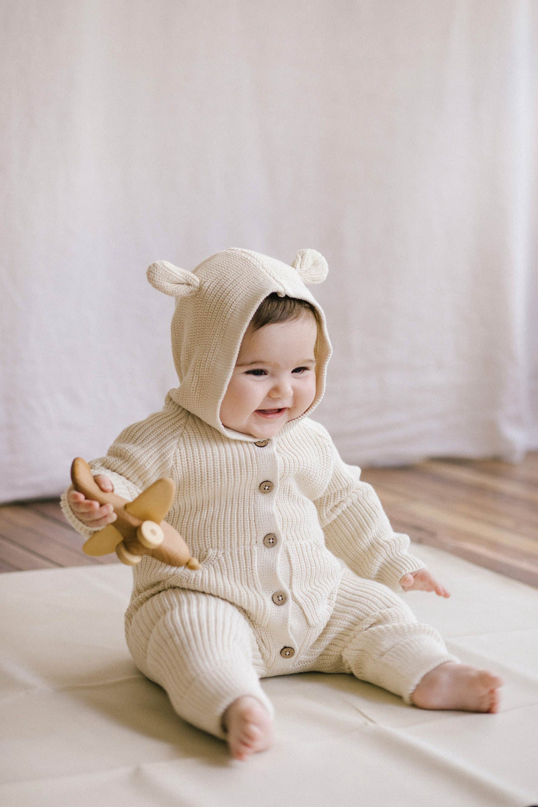 Bear Knit Onepiece - Soft Clay Childrens Onepiece from Jamie Kay NZ