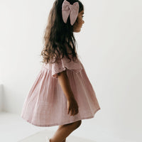 Organic Cotton Muslin Bow - Powder Pink Childrens Bow from Jamie Kay NZ