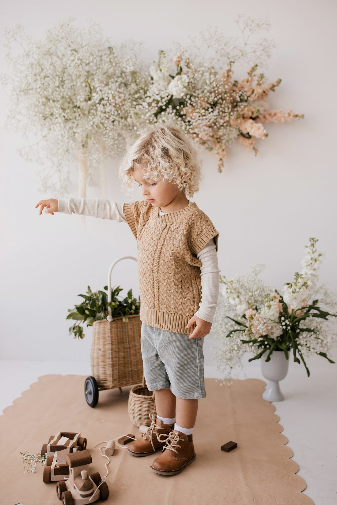 Leo Knitted Vest - Latte Marle Childrens Knitwear from Jamie Kay NZ