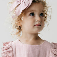 Organic Cotton Muslin Bow - Powder Pink Childrens Bow from Jamie Kay NZ