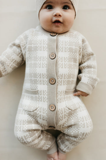 Marlo Knitted Onepiece - Marlo Check Jacquard Childrens Onepiece from Jamie Kay NZ