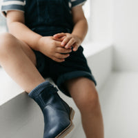 Leather Boot with Elastic Side - Navy Childrens Footwear from Jamie Kay NZ