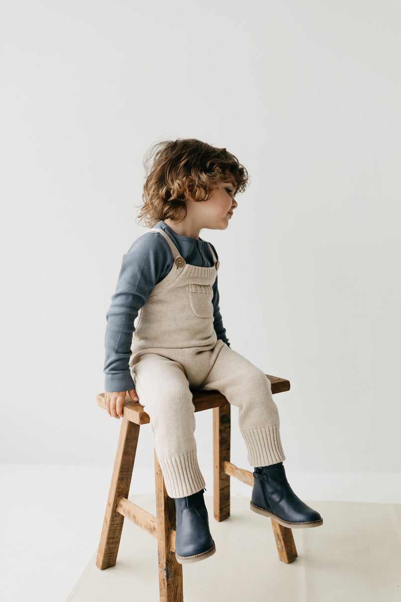 Leather Boot with Elastic Side Navy Jamie Kay NZ