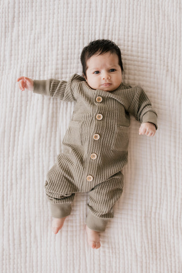Organic Cotton Waffle Lincoln Onepiece - Woodland Childrens Onepiece from Jamie Kay NZ