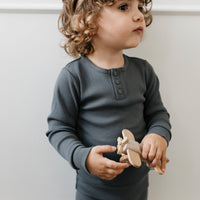 Organic Cotton Modal Long Sleeve Henley - Smoke Childrens Top from Jamie Kay NZ