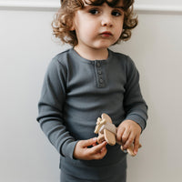 Organic Cotton Modal Long Sleeve Henley - Smoke Childrens Top from Jamie Kay NZ