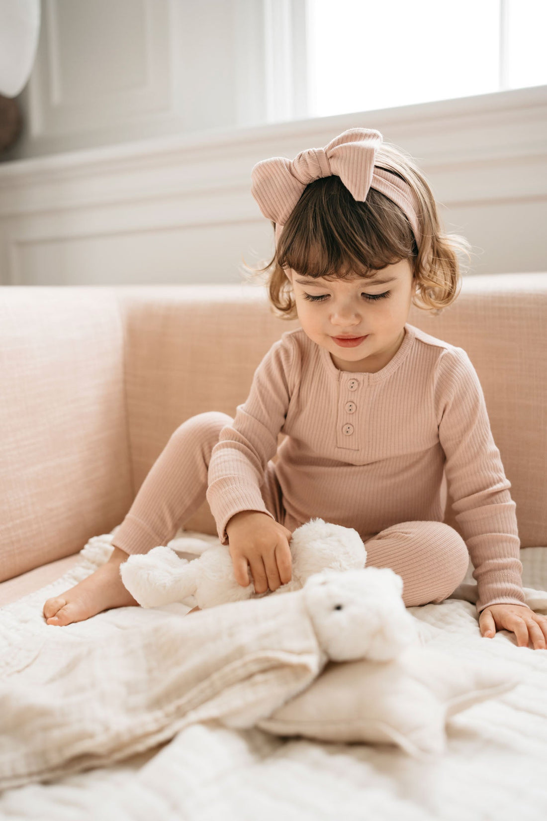 Organic Cotton Modal Lilian Headband - Dusky Rose Childrens Headband from Jamie Kay NZ