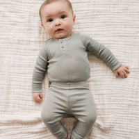 Organic Cotton Modal Long Sleeve Bodysuit - Rye