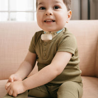 Organic Cotton Modal Henley Tee - Herb Childrens Top from Jamie Kay NZ