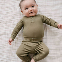 Organic Cotton Modal Long Sleeve Bodysuit - Herb Childrens Bodysuit from Jamie Kay NZ