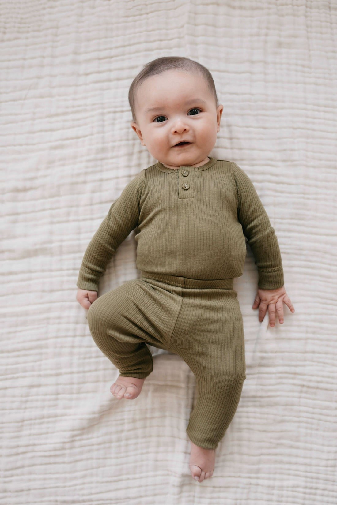 Organic Cotton Modal Long Sleeve Bodysuit - Herb Childrens Bodysuit from Jamie Kay NZ