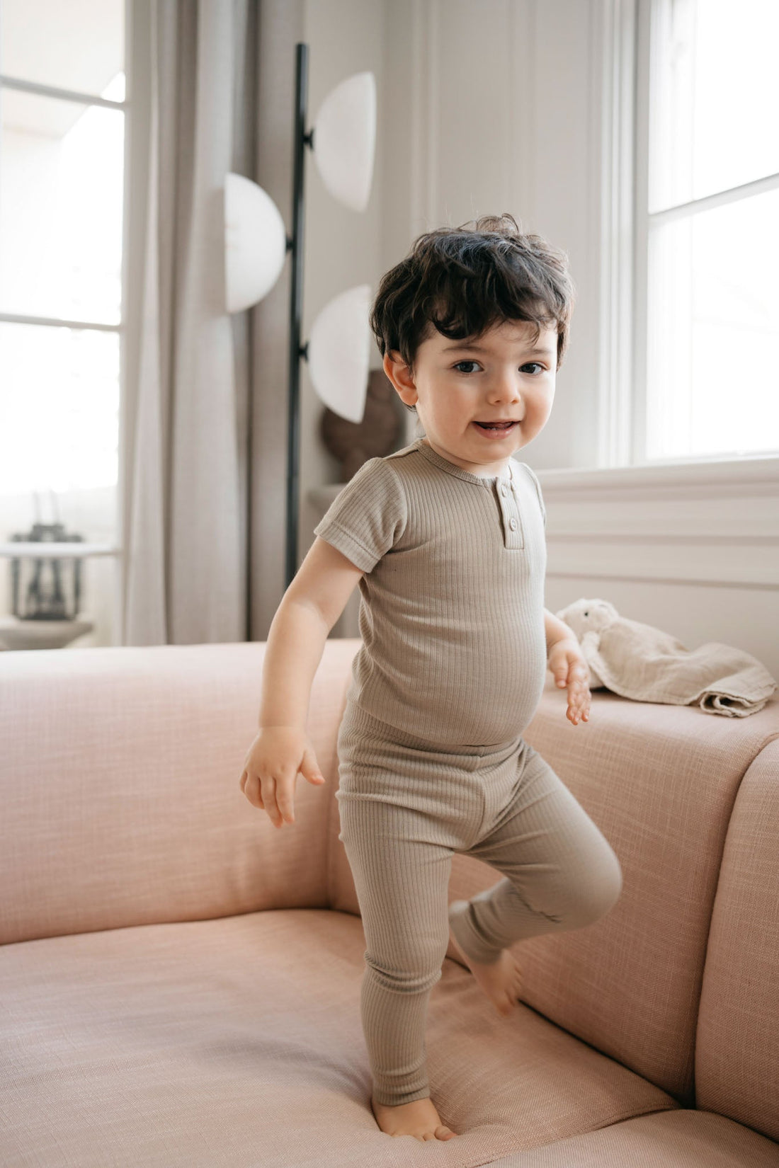 Organic Cotton Modal Darcy Rib Tee Bodysuit - Rye Childrens Bodysuit from Jamie Kay NZ