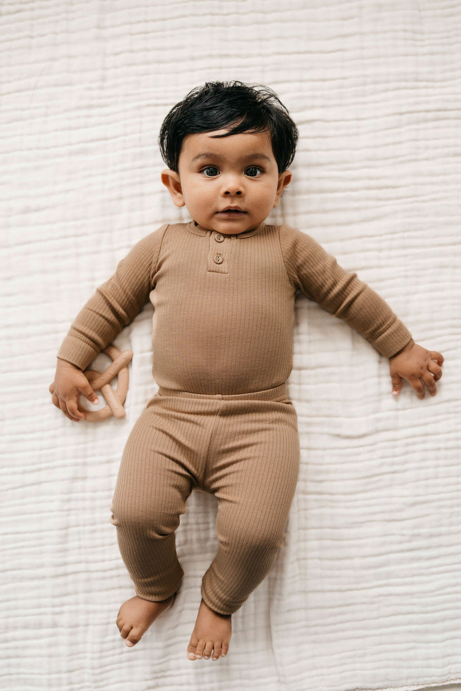 Organic Cotton Modal Long Sleeve Bodysuit - Honeycomb Childrens Bodysuit from Jamie Kay NZ