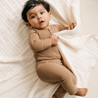 Organic Cotton Modal Long Sleeve Bodysuit - Honeycomb Childrens Bodysuit from Jamie Kay NZ