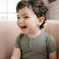 Organic Cotton Modal Darcy Rib Tee Bodysuit - Dill Childrens Bodysuit from Jamie Kay NZ