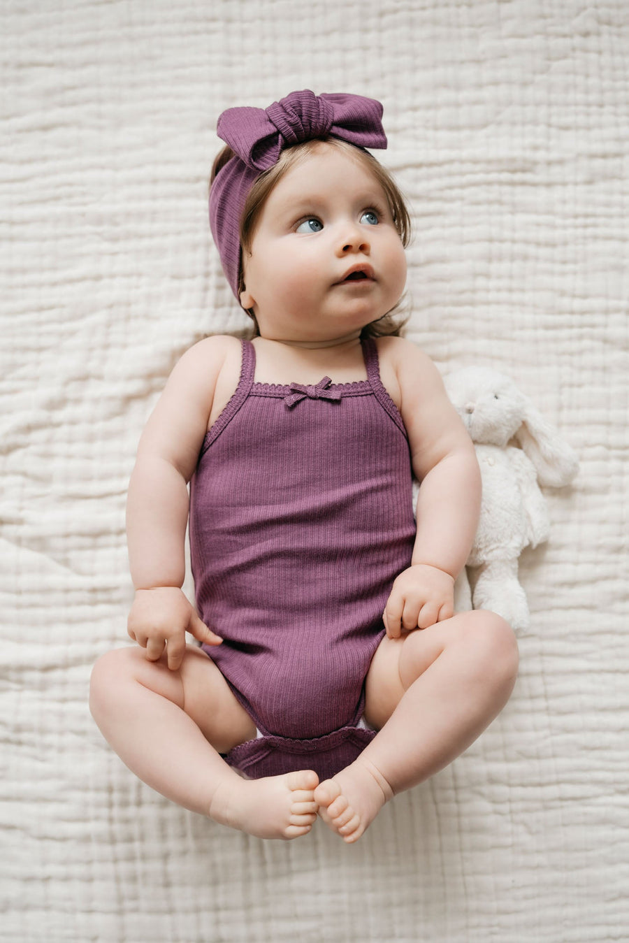 Organic Cotton Modal Singlet Bodysuit - Elderberry Childrens Bodysuit from Jamie Kay NZ