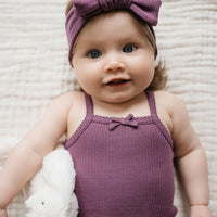 Organic Cotton Modal Singlet Bodysuit - Elderberry Childrens Bodysuit from Jamie Kay NZ