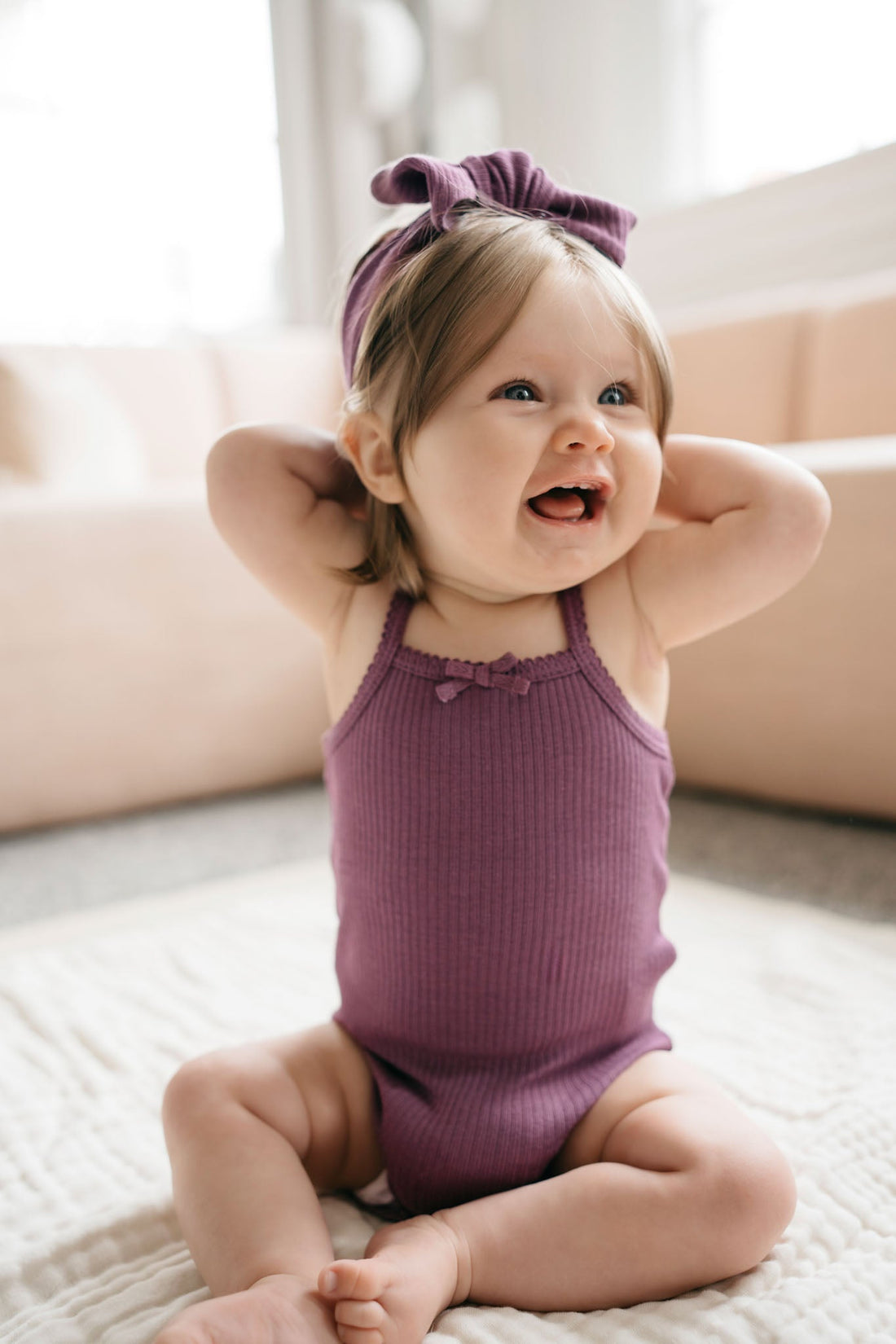 Organic Cotton Modal Singlet Bodysuit - Elderberry Childrens Bodysuit from Jamie Kay NZ