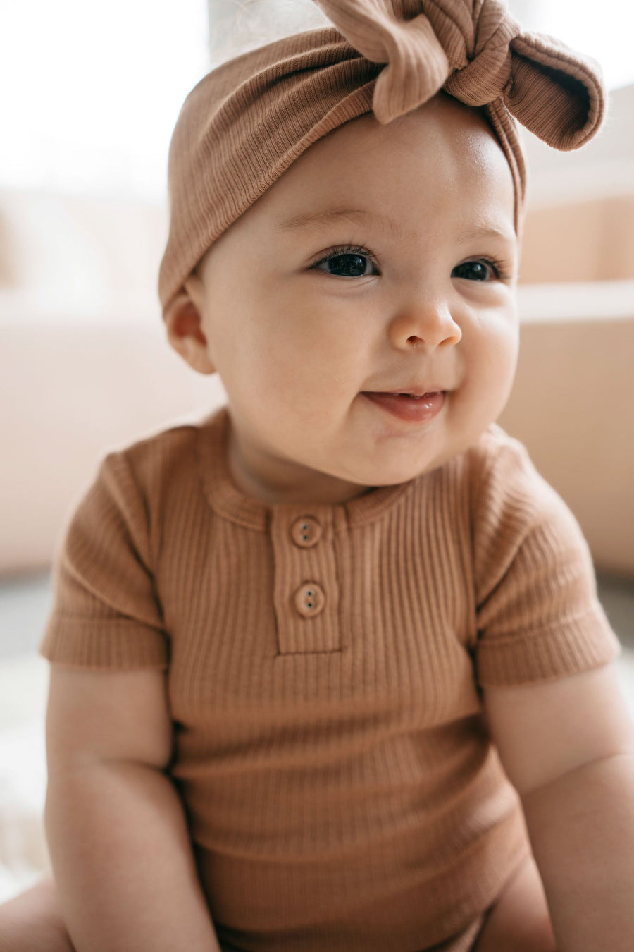 Organic Cotton Modal Darcy Rib Tee Bodysuit - Desert Childrens Bodysuit from Jamie Kay NZ