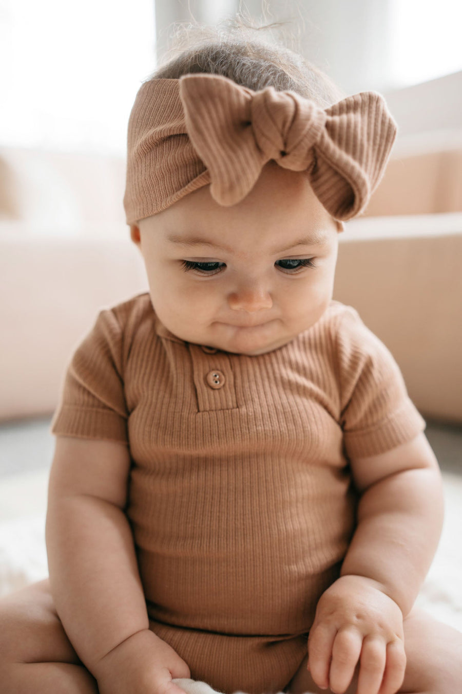 Organic Cotton Modal Darcy Rib Tee Bodysuit - Desert Childrens Bodysuit from Jamie Kay NZ