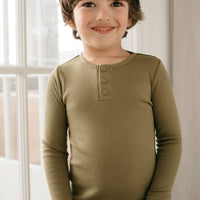Organic Cotton Modal Long Sleeve Henley - Herb Childrens Top from Jamie Kay NZ
