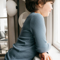 Organic Cotton Modal Long Sleeve Henley - Stormy Night Childrens Top from Jamie Kay NZ
