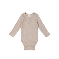 Organic Cotton Modal Long Sleeve Bodysuit - Powder Pink Marle Childrens Bodysuit from Jamie Kay NZ