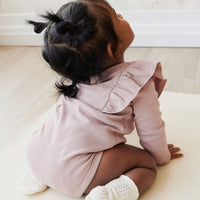 Pima Cotton Fleur Long Sleeve Bodysuit - Softest Mauve Childrens Bodysuit from Jamie Kay NZ