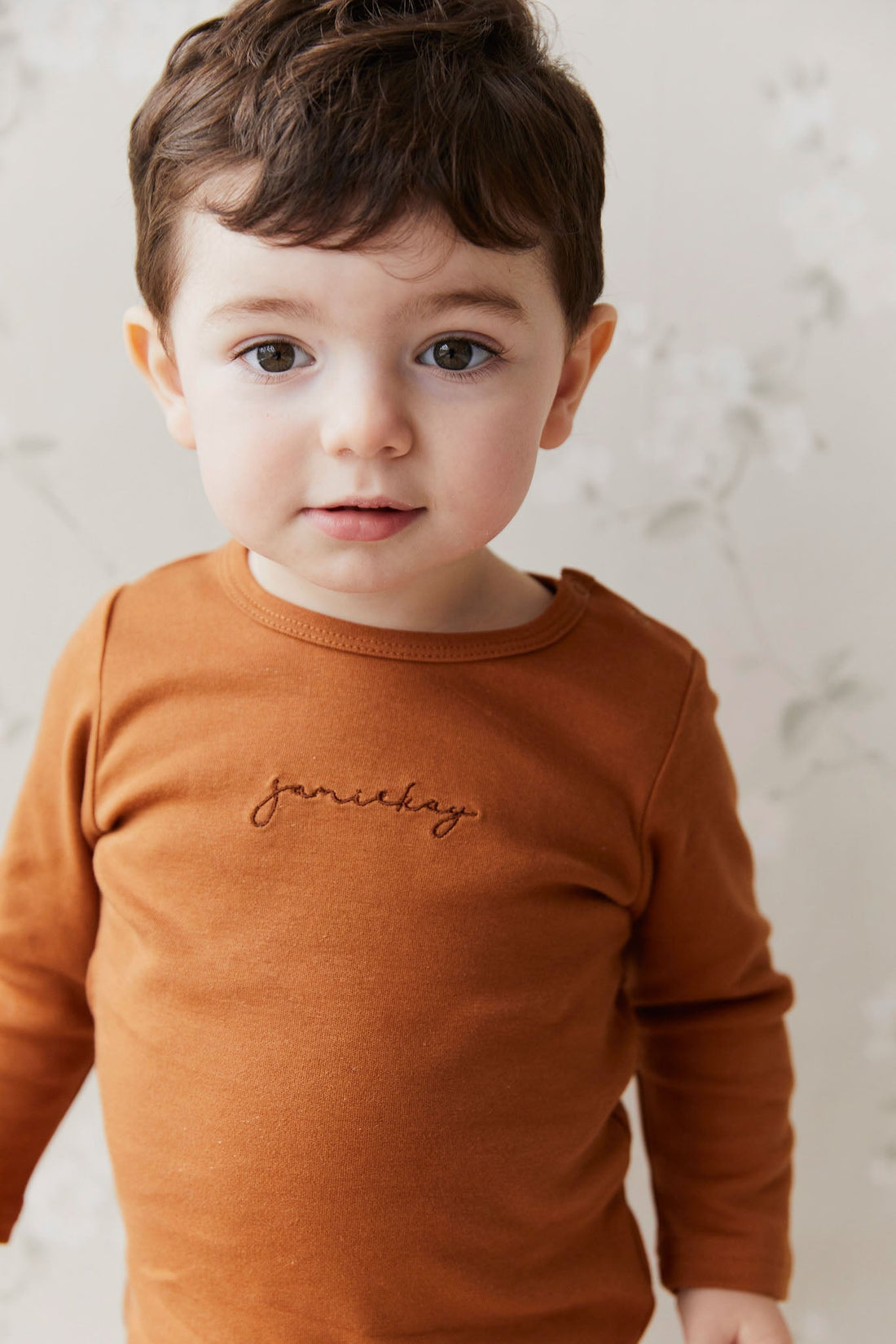 Pima Cotton Vinny Long Sleeve Top - Cinnamon Childrens Top from Jamie Kay NZ