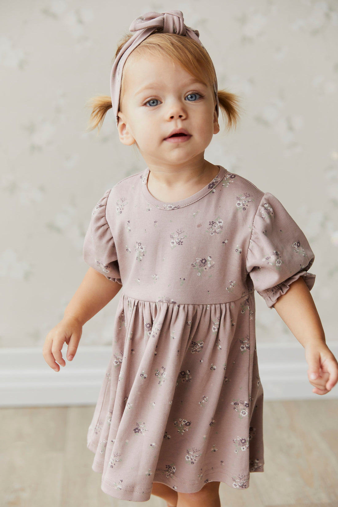 Organic Cotton Penny Dress - Lauren Floral Fawn Childrens Dress from Jamie Kay NZ