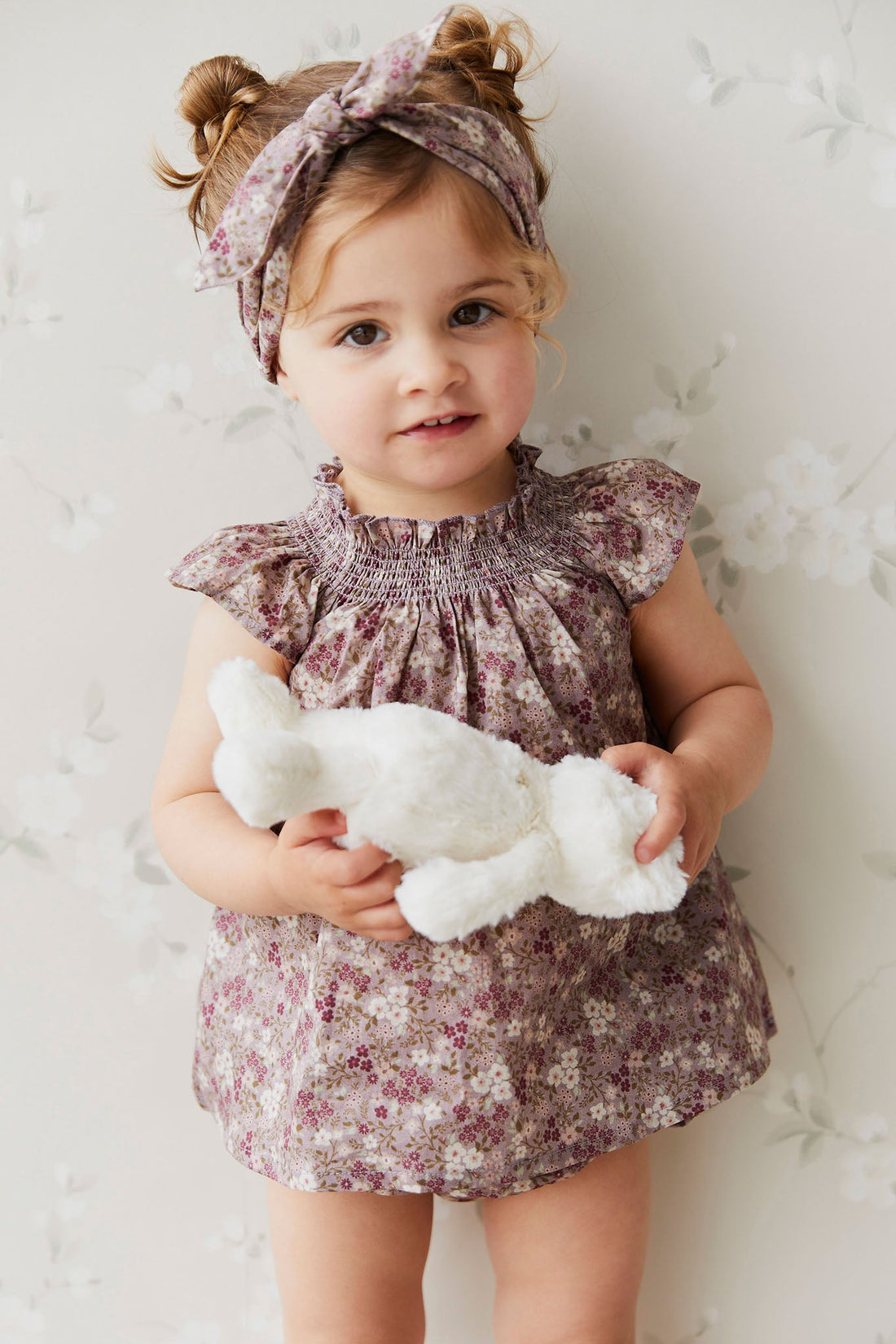 Organic Cotton Tamara Top - Pansy Floral Fawn Childrens Top from Jamie Kay NZ