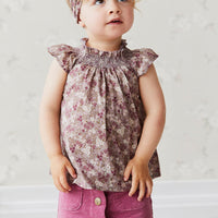 Organic Cotton Tamara Top - Pansy Floral Fawn Childrens Top from Jamie Kay NZ