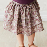 Organic Cotton Abbie Skirt - Pansy Floral Fawn Childrens Skirt from Jamie Kay NZ