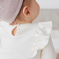 Pima Cotton Fleur Long Sleeve Bodysuit - Blanc Childrens Bodysuit from Jamie Kay NZ