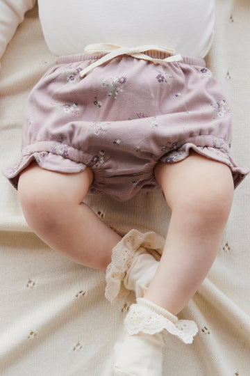 Organic Cotton Frill Bloomer - Lauren Floral Fawn Childrens Bloomer from Jamie Kay NZ