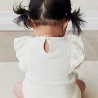 Pima Cotton Fleur Long Sleeve Bodysuit - Blanc Childrens Bodysuit from Jamie Kay NZ