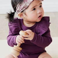 Pima Cotton Fleur Long Sleeve Bodysuit - Sugar Plum Childrens Bodysuit from Jamie Kay NZ