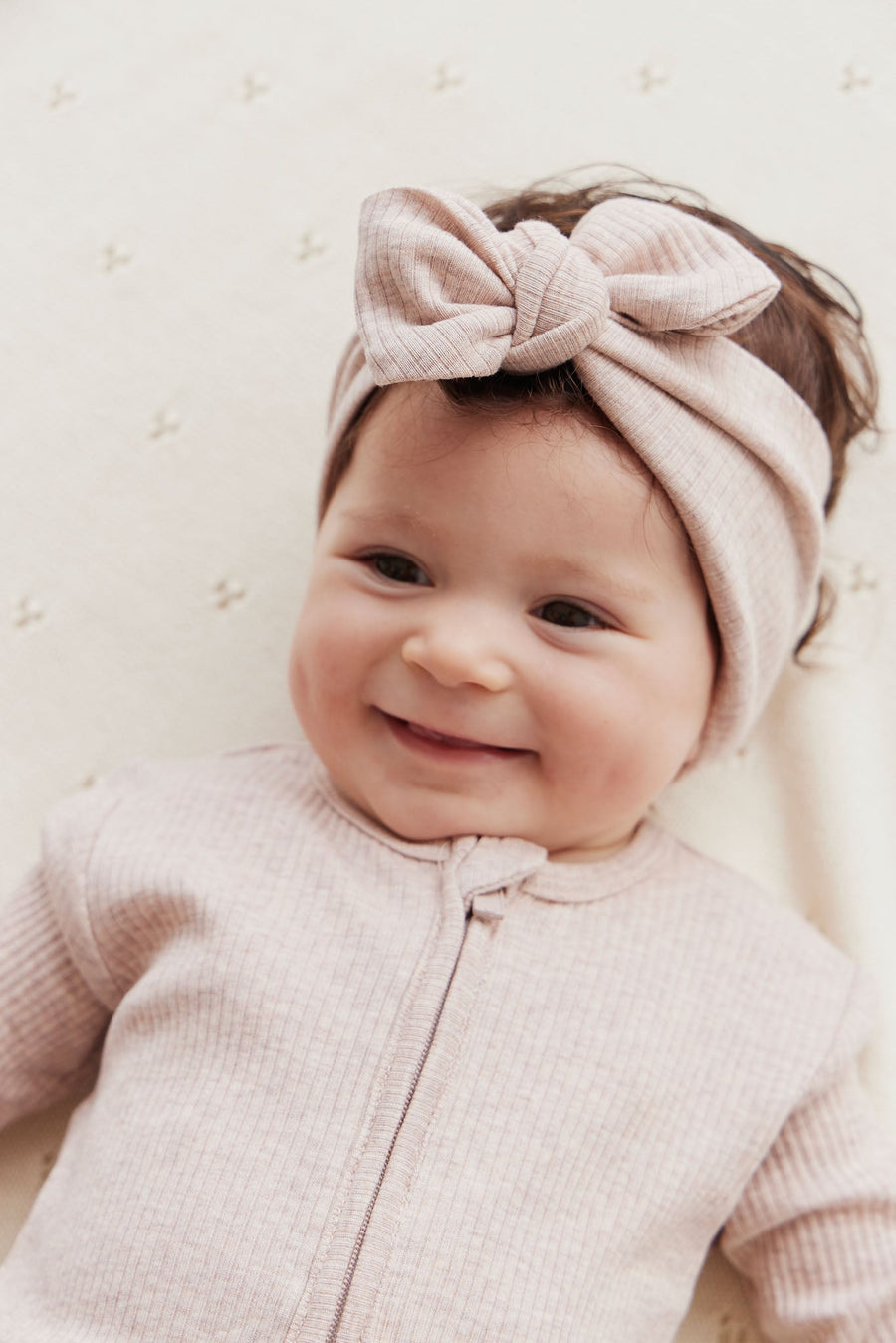 Organic Cotton Modal Headband - Powder Pink Marle Childrens Headband from Jamie Kay NZ