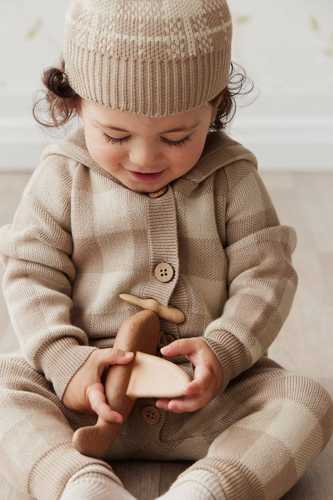 Check Bear Knitted Onepiece - Check Jacquard Childrens Onepiece from Jamie Kay NZ