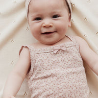 Organic Cotton Bridget Singlet Bodysuit - Rosalie Field Rose Dust Childrens Bodysuit from Jamie Kay NZ