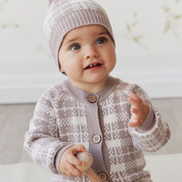 Marlo Knitted Onepiece - Marlo Check Jacquard Doe Childrens Onepiece from Jamie Kay NZ