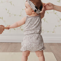 Organic Cotton Bridget Singlet Bodysuit - Greta Floral Bark Childrens Bodysuit from Jamie Kay NZ