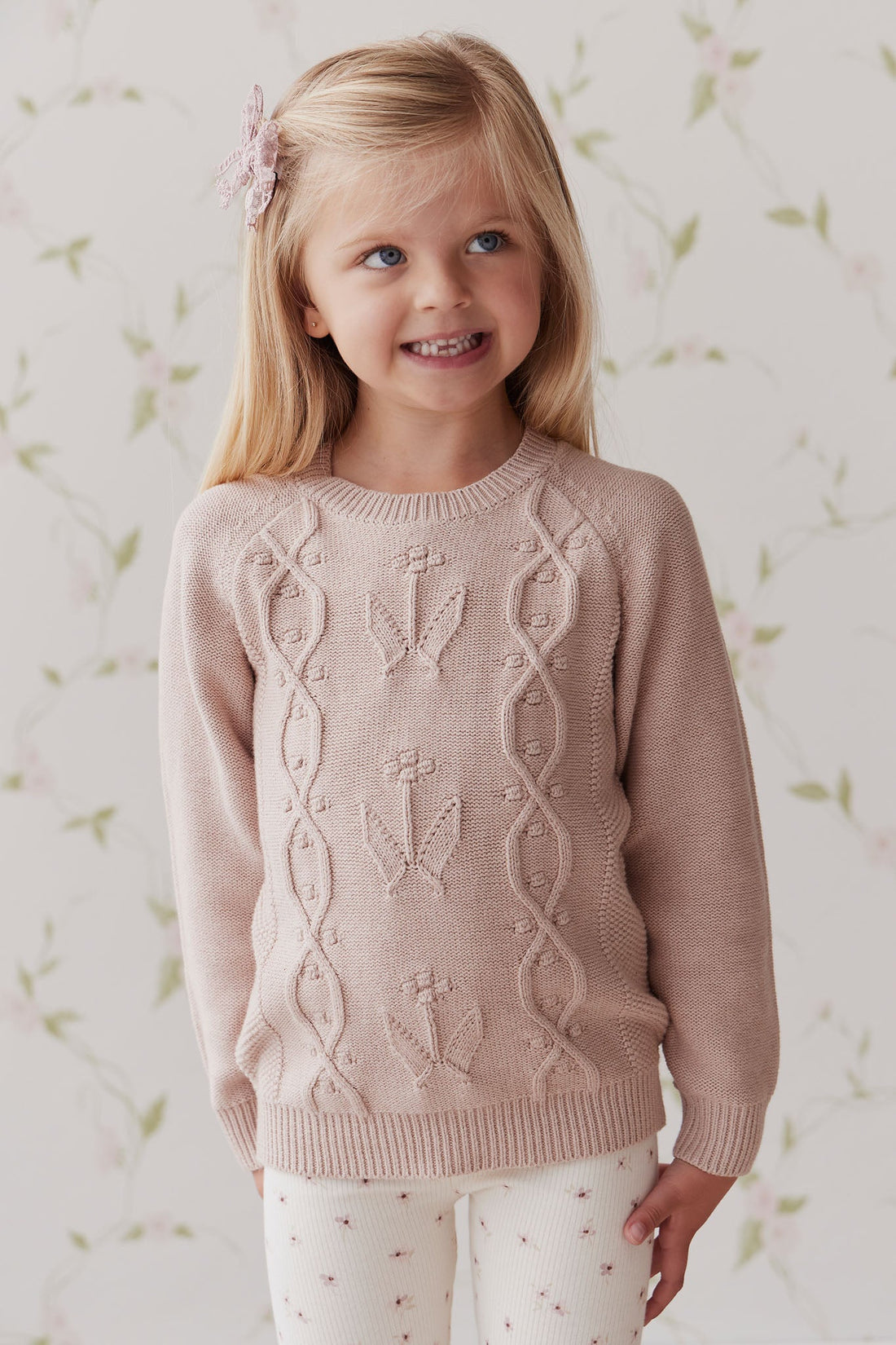 Sophia Knitted Jumper - Almond Marle Childrens Knitwear from Jamie Kay NZ