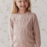 Sophia Knitted Jumper - Almond Marle Childrens Knitwear from Jamie Kay NZ