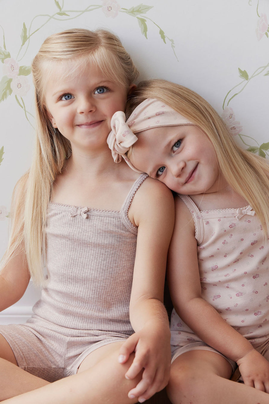 Organic Cotton Modal Singlet - Powder Pink Marle Childrens Singlet from Jamie Kay NZ