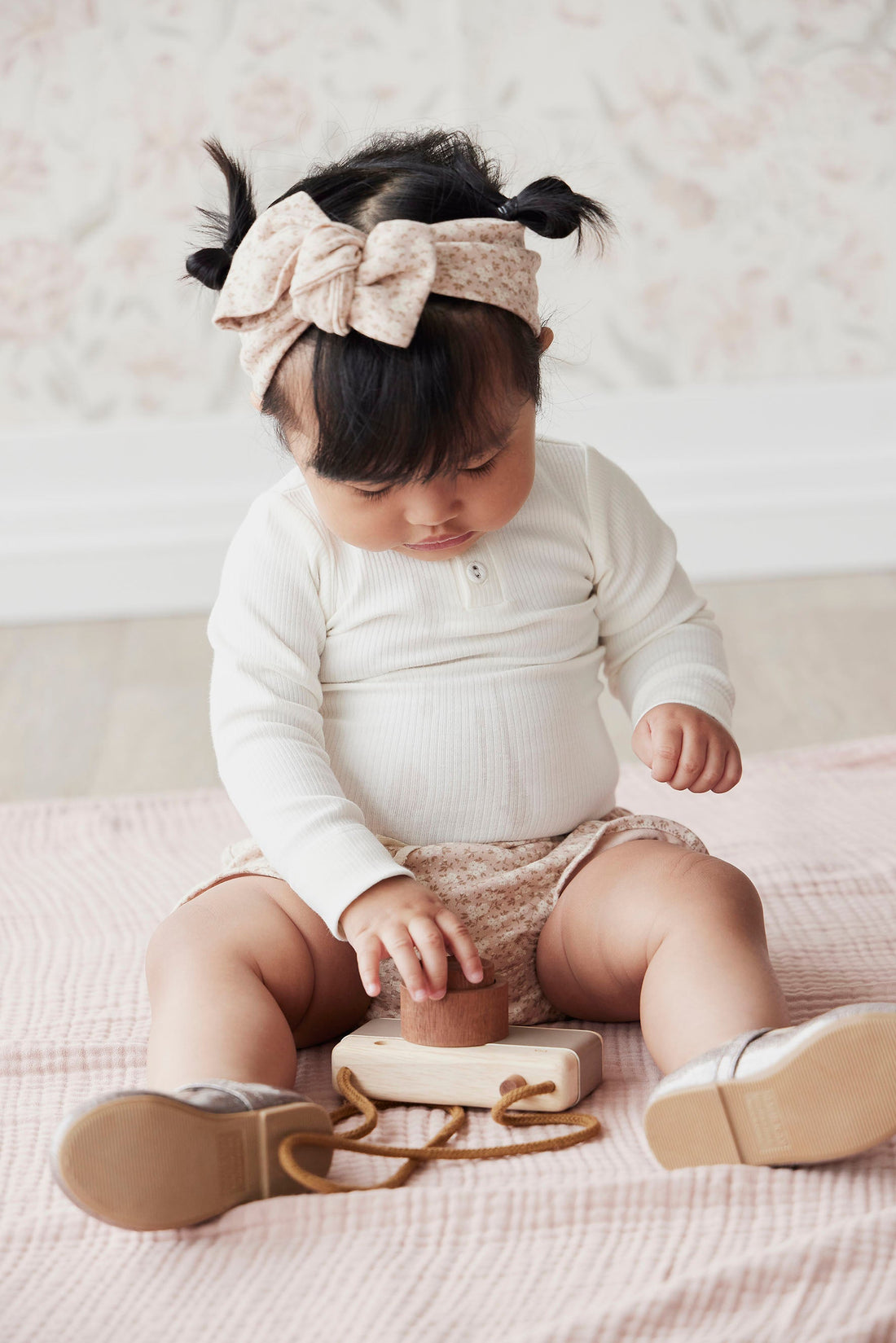 Organic Cotton Fine Rib Long Sleeve Bodysuit - Milk Childrens Bodysuit from Jamie Kay NZ
