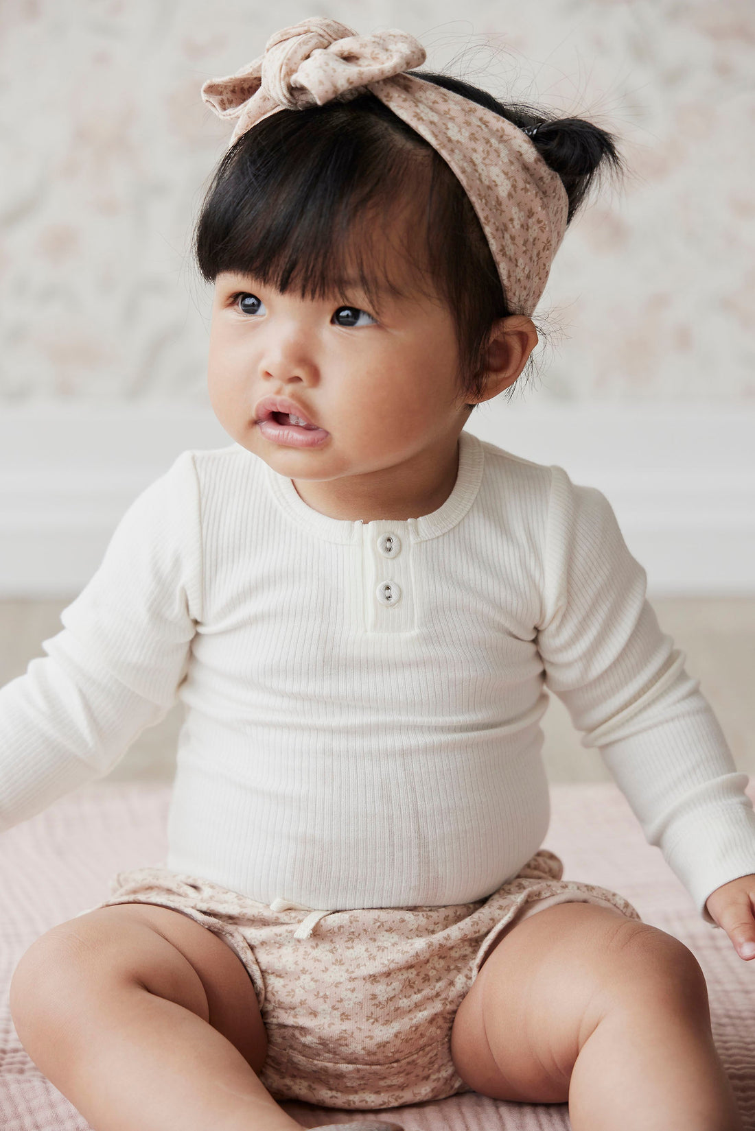 Organic Cotton Fine Rib Long Sleeve Bodysuit - Milk Childrens Bodysuit from Jamie Kay NZ